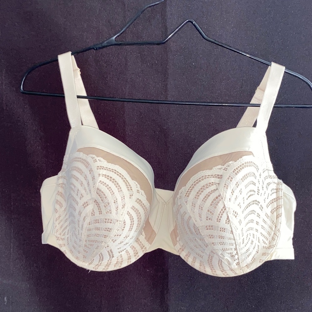 Third Love Elegant Cream Lace Bra 38F CREAM TAN LACE OVERLAY EUC CLEAN UNDERWIRE
